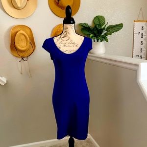 Royal blue T-shirt, dress, cap sleeves